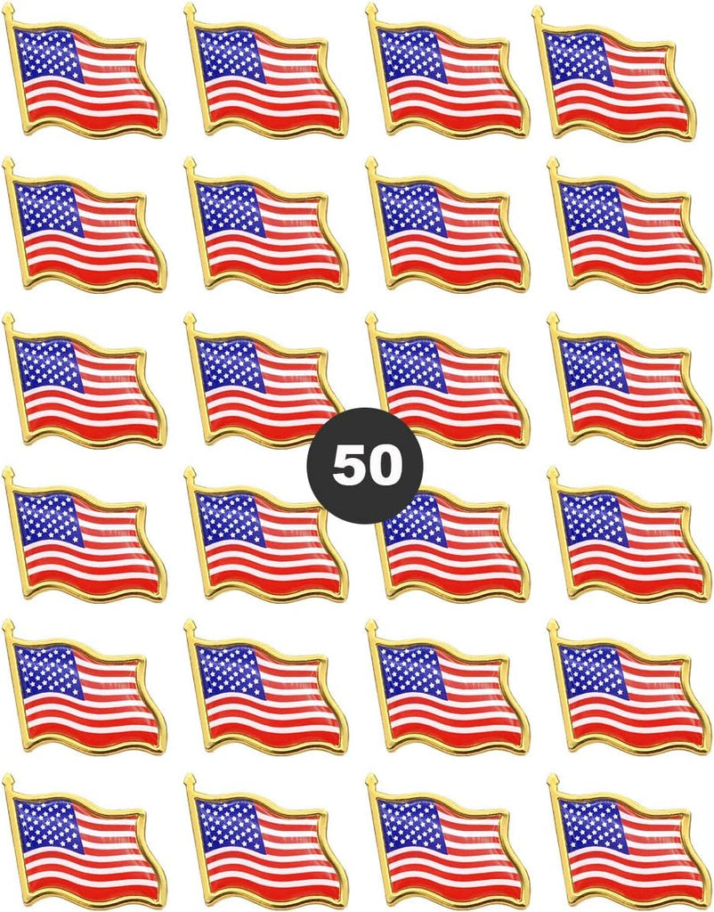 50 American Flag Enamel Lapel Pins USA main product photo