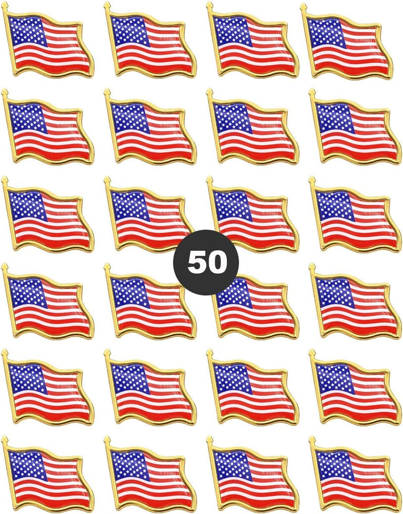 50 American Flag Enamel Lapel Pins USA main product photo