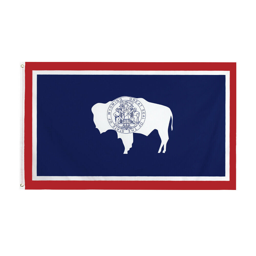 Official Wyoming State Flag of WY Bison Seal