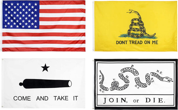 4 Flag Bundle: Gadsden | American | Dont Tread | Join or Die Flags