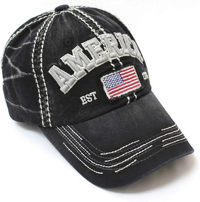 America 1776  tattered Vintage Flag Patch Embroidered Baseball Hat