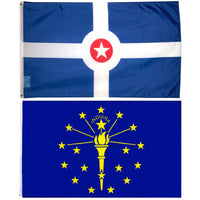 2 Flag Set - City of Indianapolis & Official Indiana State Flag of IN
