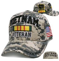 Vietnam Veteran Baseball Hat | Embroidered on Digi Camo - Sacrifice Remembered on Bill