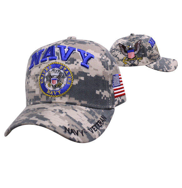 US Navy Veteran Baseball Hat Embroidered on Digital Camo Licensed