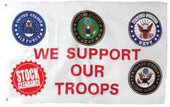 We Support Our Troops Flag With Military Branch Logos Flag