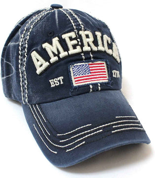 America 1776 tattered Vintage Flag Patch Embroidered Baseball Hat product photo 2