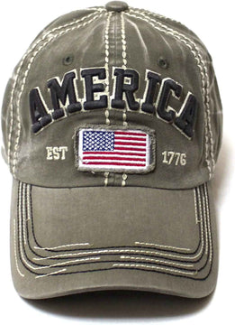 America 1776 tattered Vintage Flag Patch Embroidered Baseball Hat product photo 4