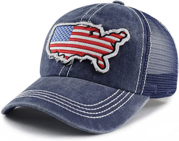 America USA Shaped Patch Flag Trucker Hat for Women product photo 2