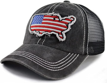 America USA Shaped Patch Flag Trucker Hat for Women product photo 4