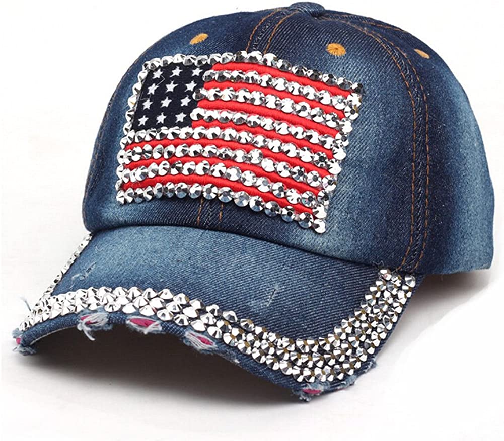 American Flag Rhinestone Baseball Hat Bling for Women main product photo