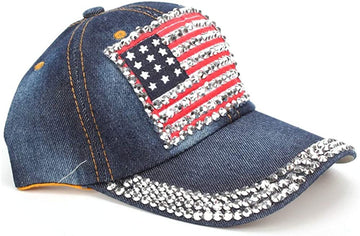 American Flag Rhinestone Baseball Hat Bling for Women product photo 2