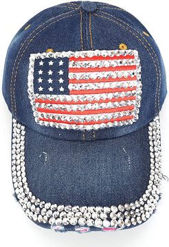 American Flag Rhinestone Baseball Hat Bling for Women product photo 4