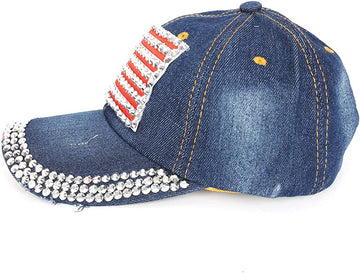 American Flag Rhinestone Baseball Hat Bling for Women product photo 6
