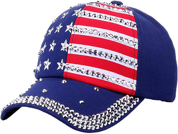 4th of July Hat American Flag Bling Baseball Caps for Women product photo 2