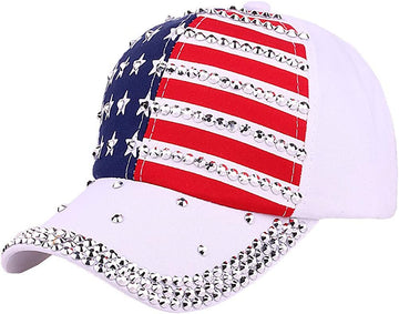 4th of July Hat American Flag Bling Baseball Caps for Women product photo 4