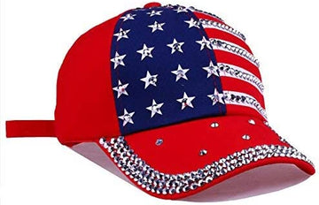 4th of July Hat American Flag Bling Baseball Caps for Women product photo 5
