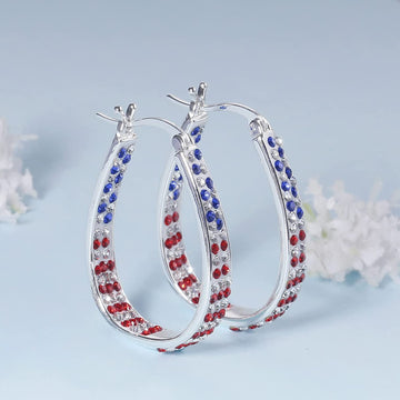 American Flag Inspired Crystal Hoop Earrings product photo 2
