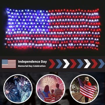 American Flag Lights Outdoor Solar Powered 420 Super Bright LED 6 5ft x 3 28ft product photo 4
