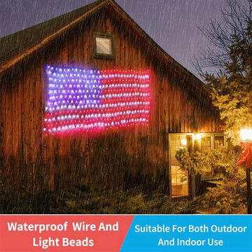 American Flag Lights Outdoor Solar Powered 420 Super Bright LED 6 5ft x 3 28ft product photo 6