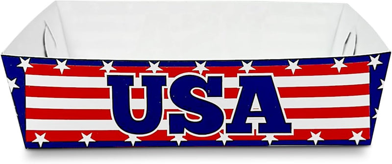 American Flag Paper Food Trays 50 Pack Disposable USA Flag Concession main product photo