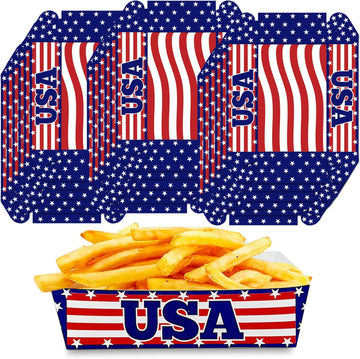 American Flag Paper Food Trays 50 Pack Disposable USA Flag Concession product photo 2