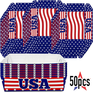 American Flag Paper Food Trays 50 Pack Disposable USA Flag Concession product photo 3