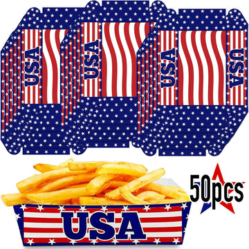 American Flag Paper Food Trays 50 Pack Disposable USA Flag Concession product photo 4