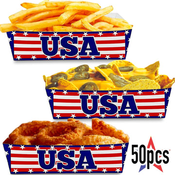 American Flag Paper Food Trays 50 Pack Disposable USA Flag Concession product photo 5