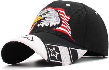 American Flag Patriotic Eagle Embossed Camo Baseball Hat product photo 4
