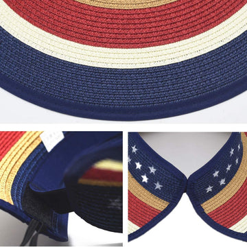 American Flag Straw Hat Sun Visor for Women product photo 3