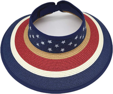 American Flag Straw Hat Sun Visor for Women product photo 5