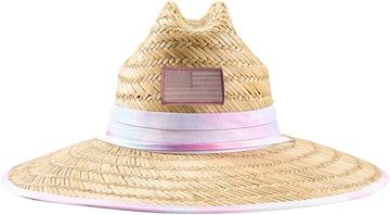 American Flag Straw Hat w Red White and Blue Rim product photo 2