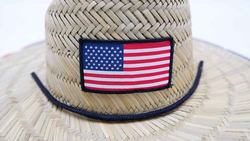 American Flag Straw Hat w Red White and Blue Rim product photo 4