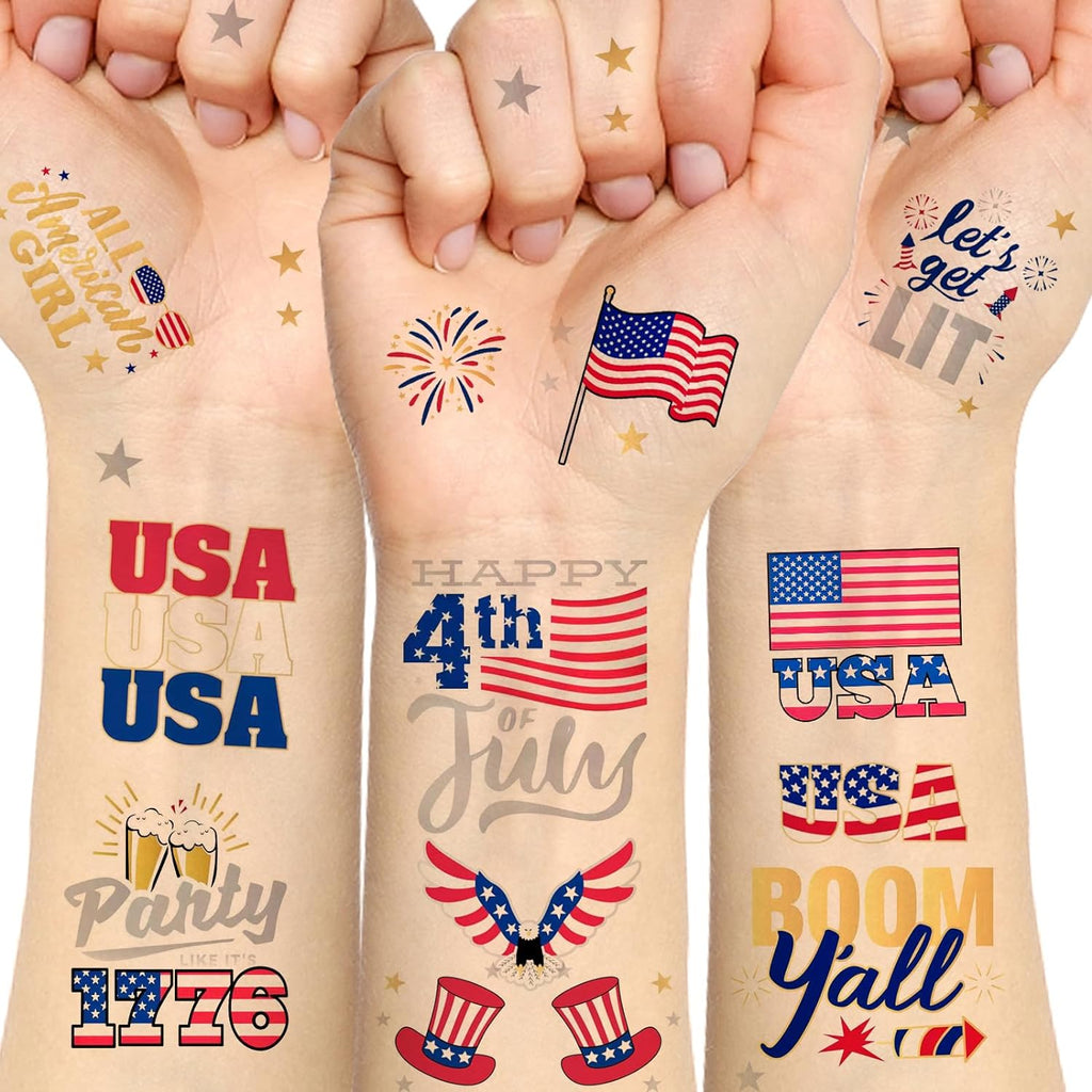Fourth of July Temporary Tattoos 30 Styles America Glitter Tattoos USA Flag main product photo