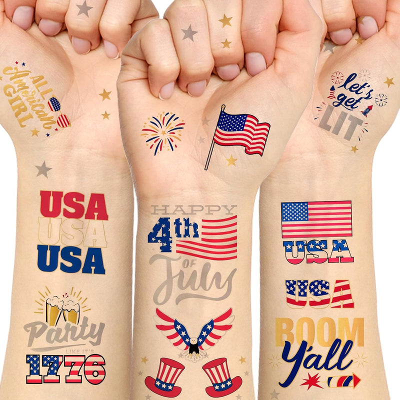 Fourth of July Temporary Tattoos 30 Styles America Glitter Tattoos USA Flag main product photo