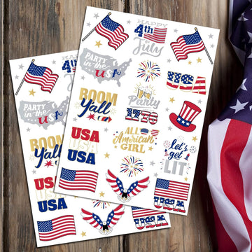Fourth of July Temporary Tattoos 30 Styles America Glitter Tattoos USA Flag product photo 2
