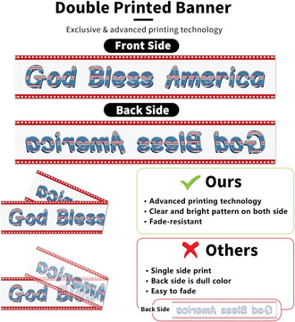 God Bless America Banner 120 x20 4th of July Decorations Outdoor Fence Banner product photo 3