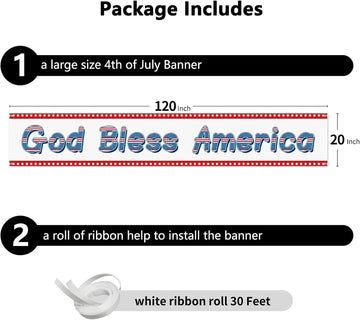 God Bless America Banner 120 x20 4th of July Decorations Outdoor Fence Banner product photo 5