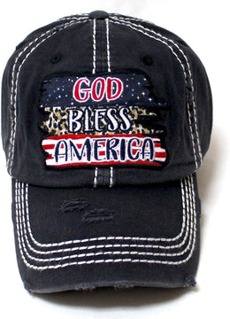 GOD Bless America Flag Patch Embroidery Hat for Women product photo 2