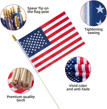 Handheld American Flags on Stick 50 Pack 4x6 product photo 2
