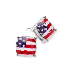 USA Flag Stud Earrings, Glitter American Flag Earrings, Patriotic Earrings