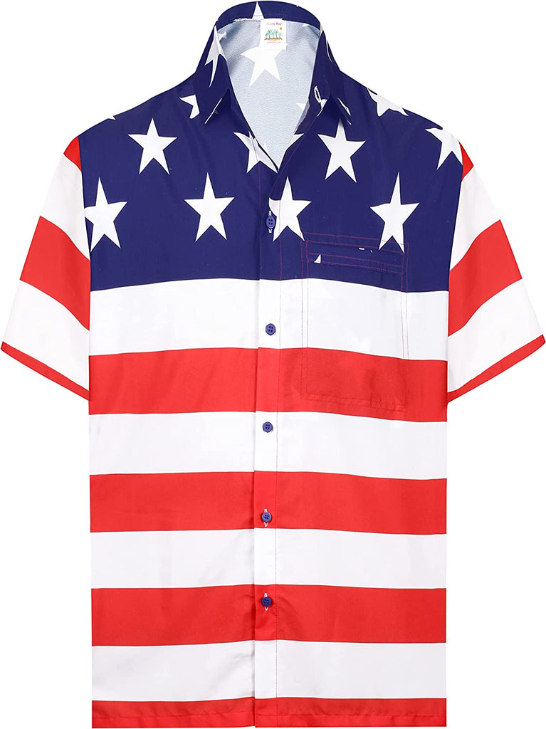 American Flag Beach Tropical Party Shirts Button Down main product photo