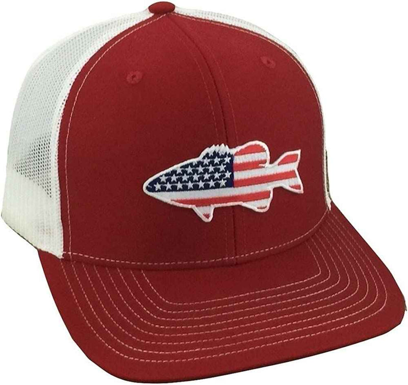 Old Glory American Flag Bass Embroidered Patch trucker Hat main product photo