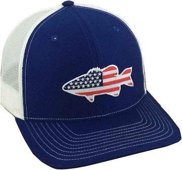 Old Glory American Flag Bass Embroidered Patch trucker Hat product photo 2
