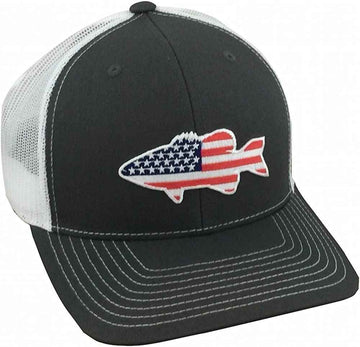 Old Glory American Flag Bass Embroidered Patch trucker Hat product photo 3