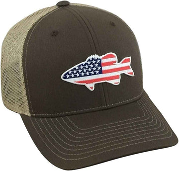 Old Glory American Flag Bass Embroidered Patch trucker Hat product photo 5