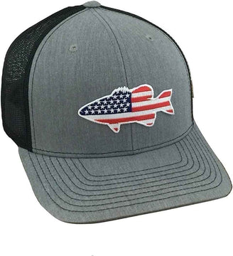 Old Glory American Flag Bass Embroidered Patch trucker Hat product photo 6