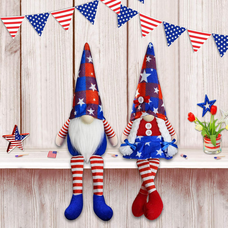 Patriotic Swedish Elf Gnomes July 4th Decorations Set of 2 main product photo