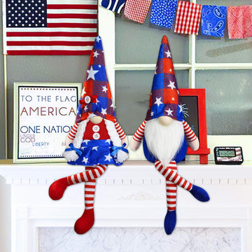 Patriotic Swedish Elf Gnomes July 4th Decorations Set of 2 product photo 3