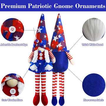Patriotic Swedish Elf Gnomes July 4th Decorations Set of 2 product photo 4